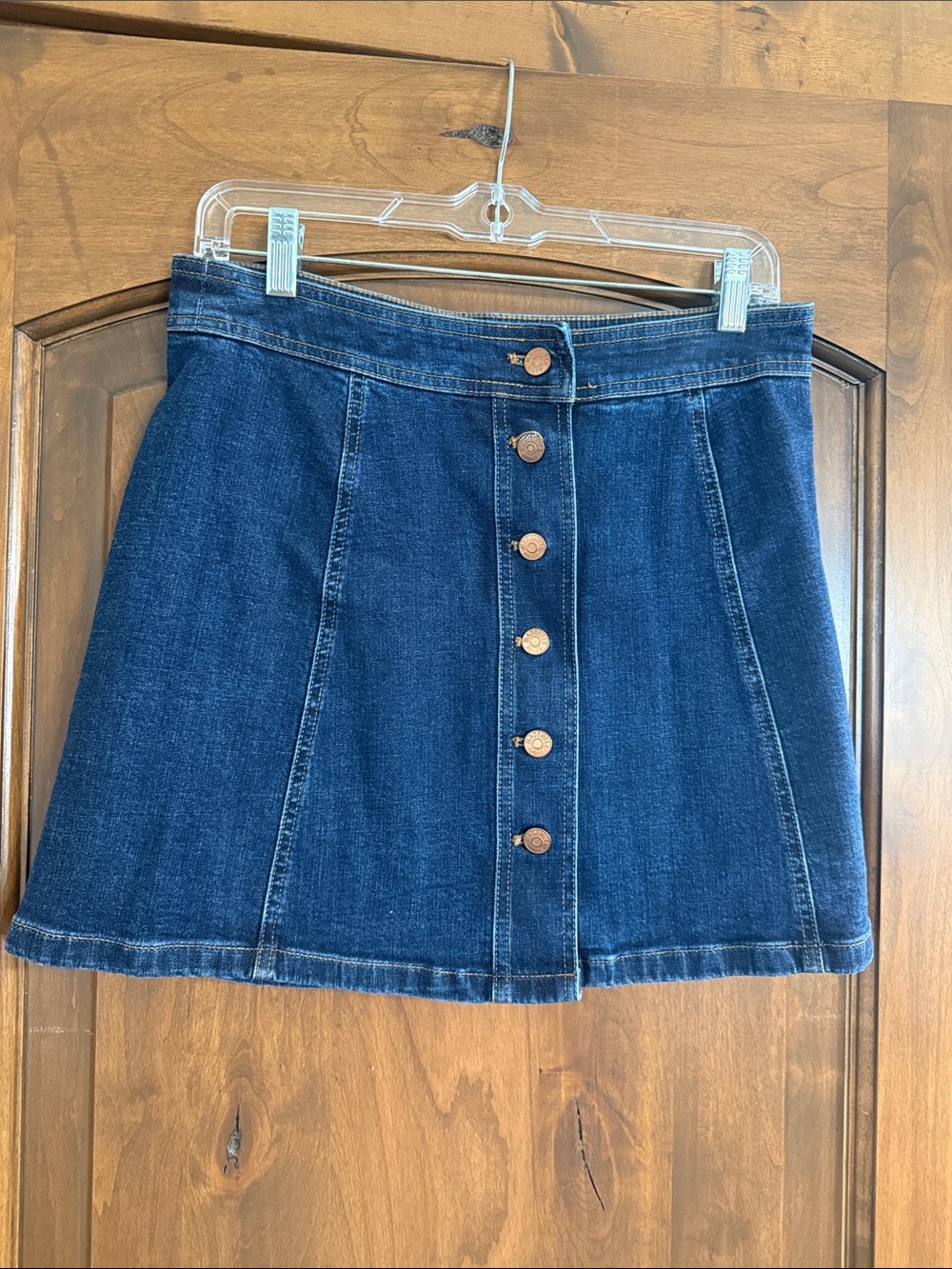 Madewell Dark Blue Denim Button-Front A-Line Skirt